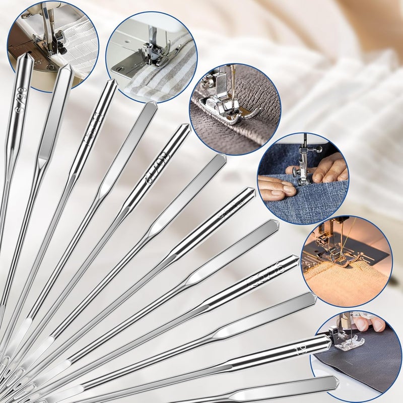 AUGHOA 60 Pcs Universal Sewing Machine Needles, Size 65/9, 75/11, 80/12, 90/14, 100/16 and Heavy Duty 110/18, Ideal for Jeans, Canvas, Leather, Thick Fabric - Image 5